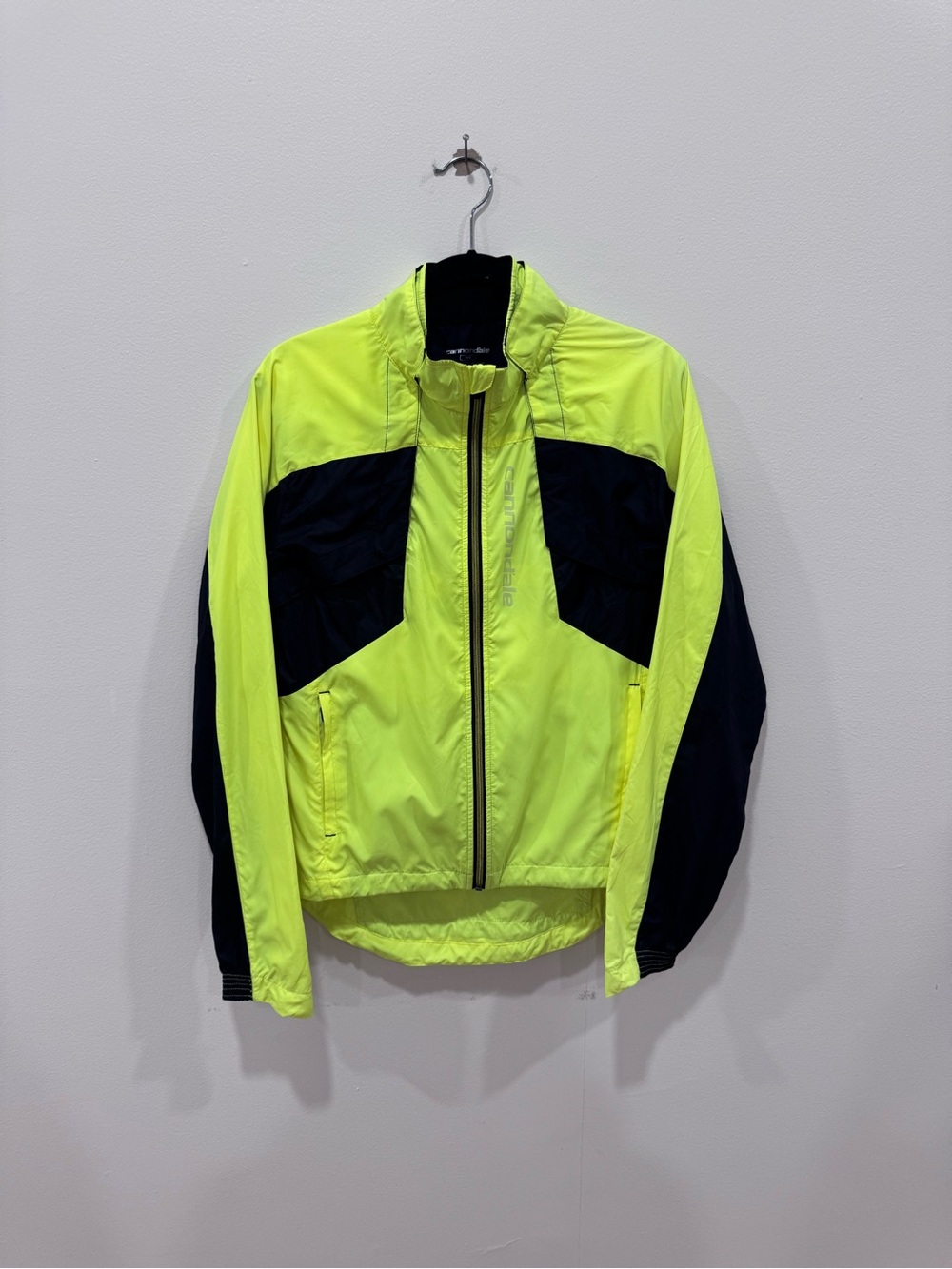 High-Visibility Cycling Neon Yellow Black Windbreaker Convertible Jacket Medium